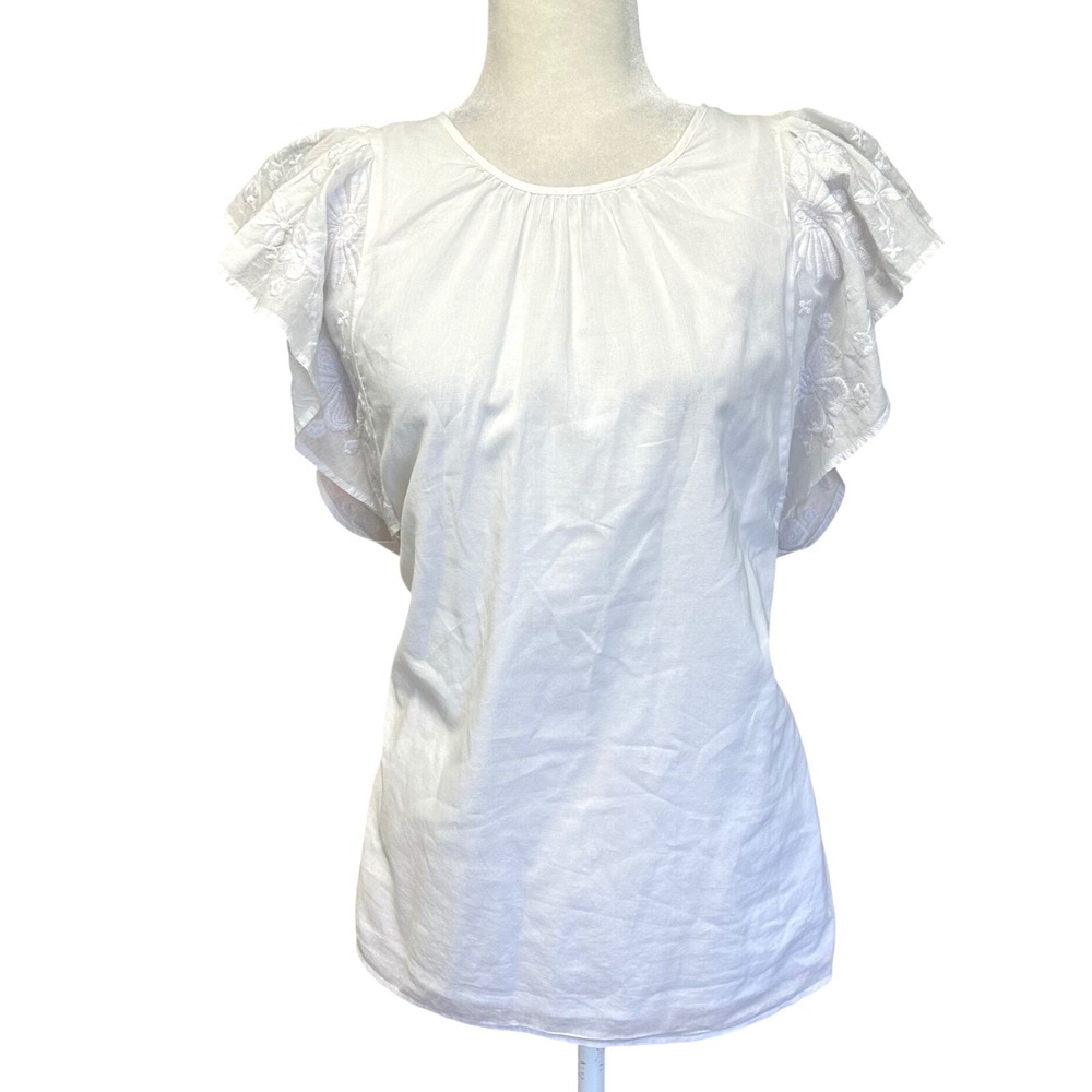 Michael Kors Womens Size XL Tunic Top Feminine Peasant Boho‎ White Eyelet Resort